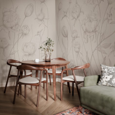 Sketch of flowers, Beige