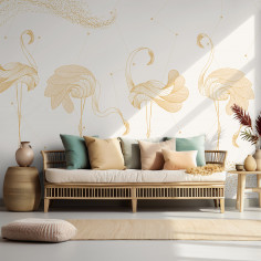 Flamingo pattern, beige