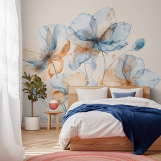Watercolor blue flowers