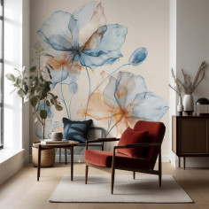 Watercolor blue flowers