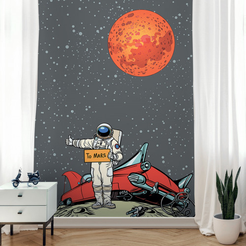 Cosmonaut and rocket