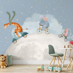 Animals on the moon, blue