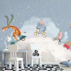 Animals on the moon, blue
