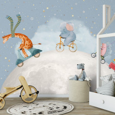 Animals on the moon, blue