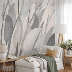 Leaves imitation fresco, beige