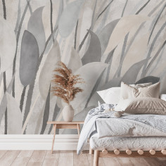 Leaves imitation fresco, beige