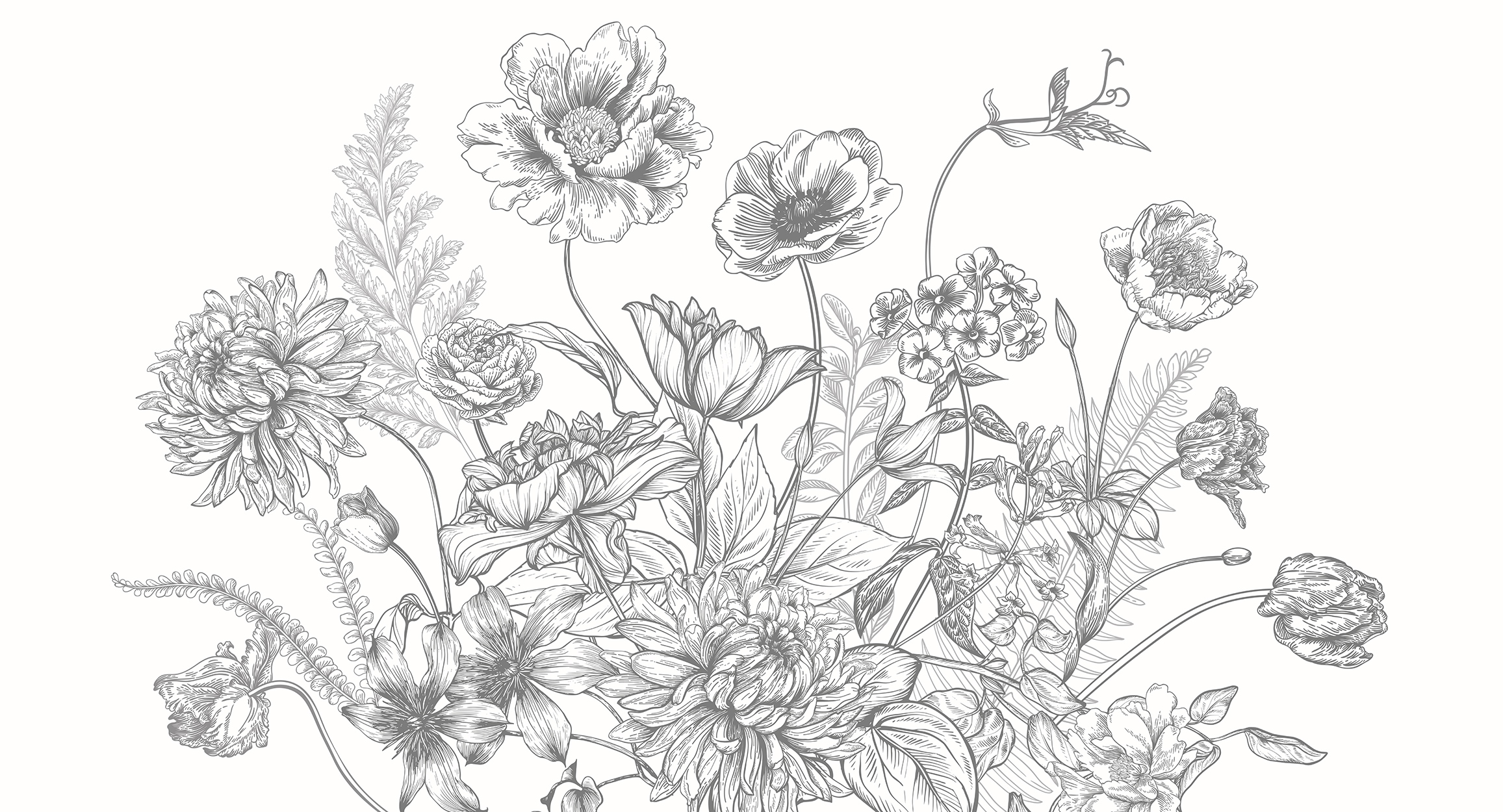 Flowers Pattern, grey