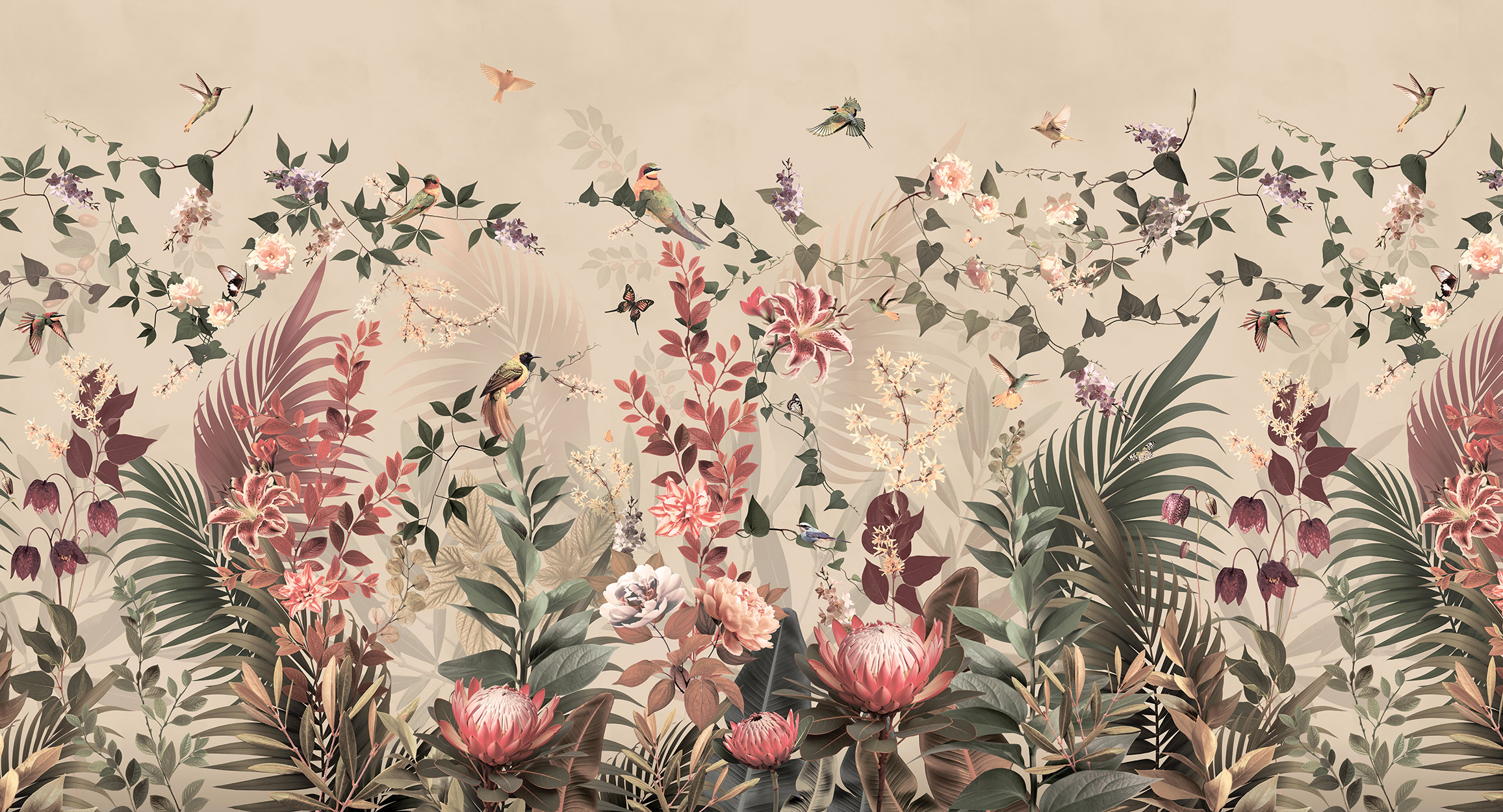 Blooming garden, beige