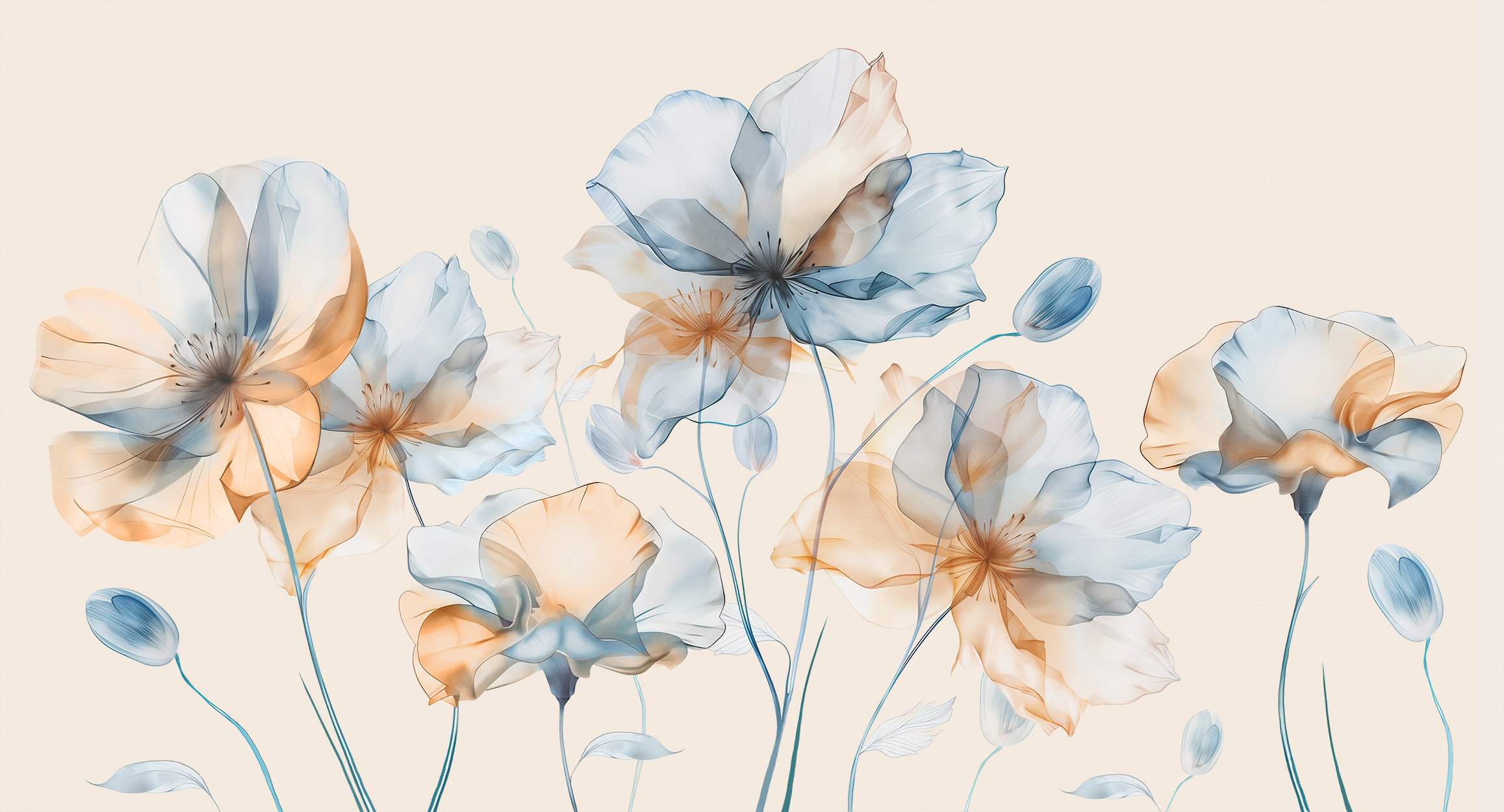 Watercolor blue flowers