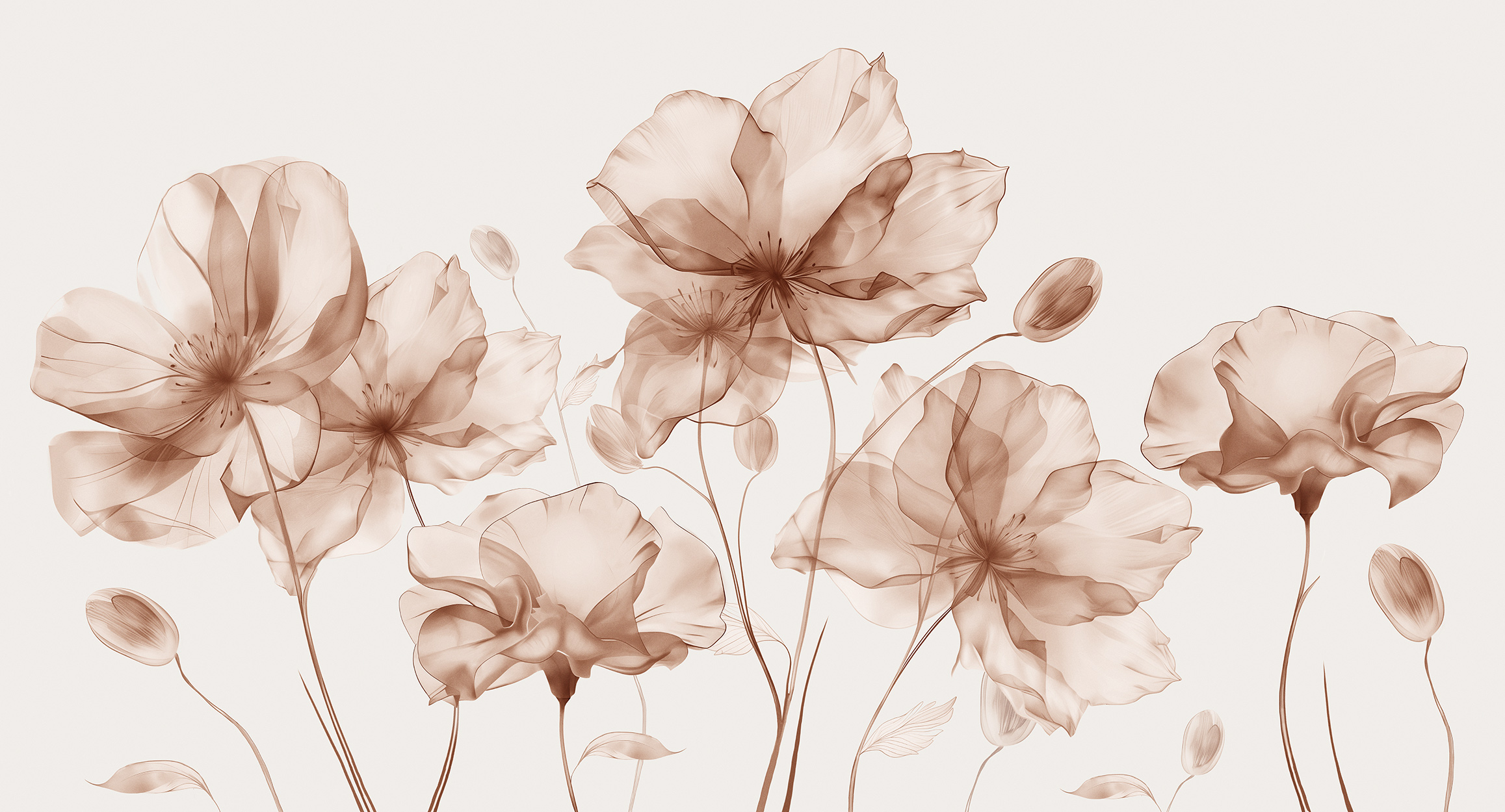 Watercolor beige flowers