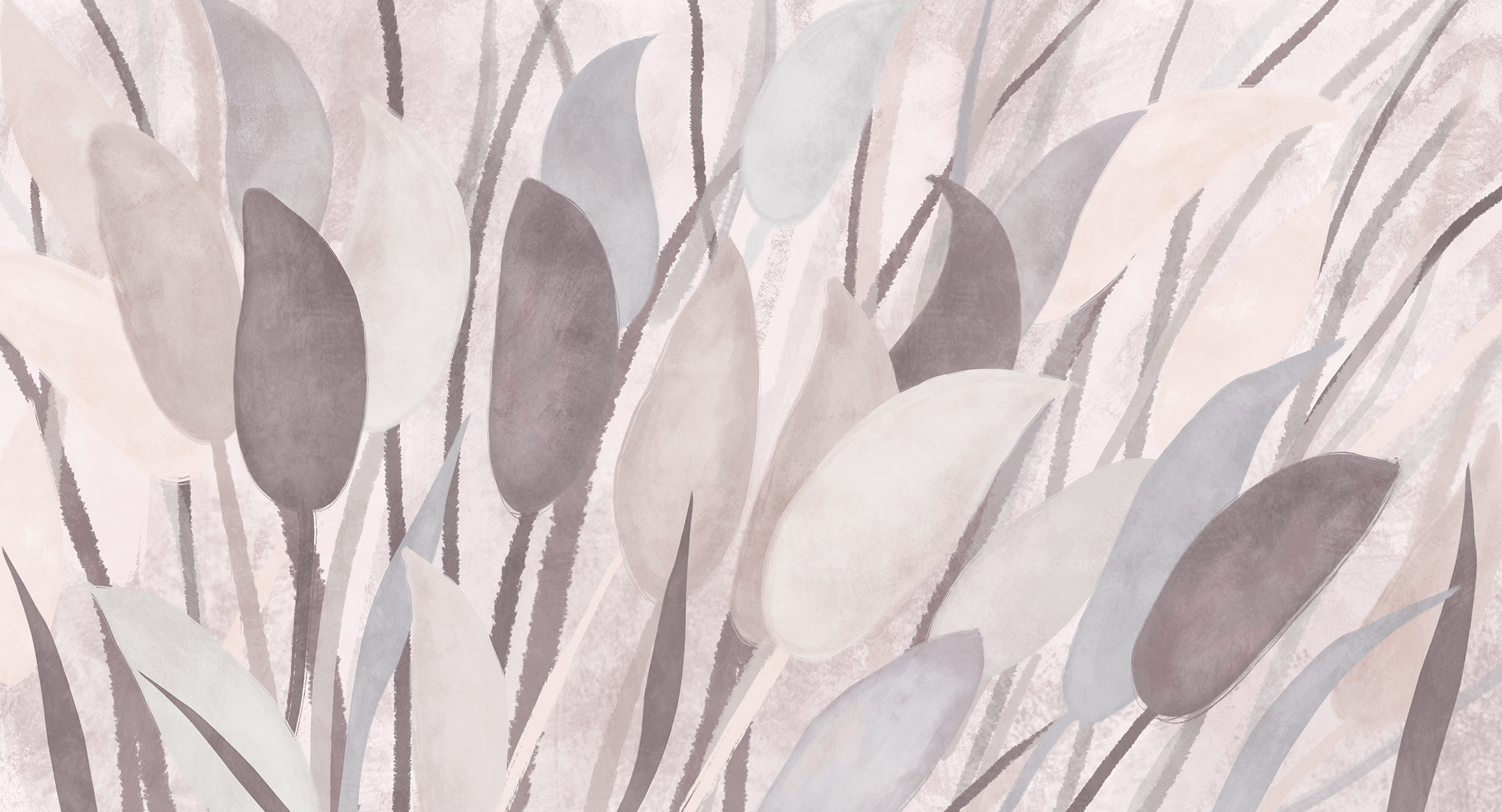 Leaves imitation fresco, pink